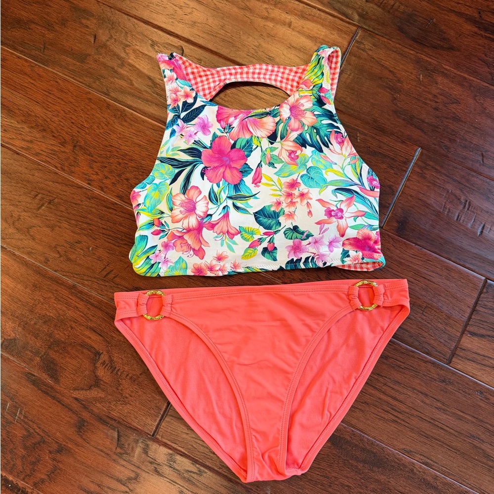 Tommy Bahama Reversible Floral High-Neck Bikini Set
